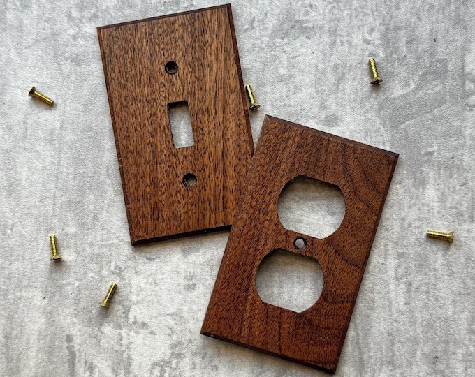 Vintage Rustic Live Edge Wood Log Slice Switch Plate and Outlet Cover ...