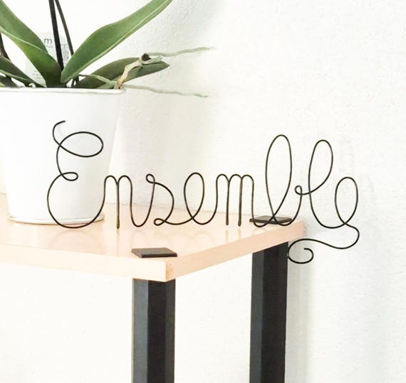 Set - hanging word in aluminum wire, wall decoration for couple gift, family