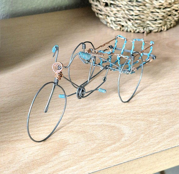 Miniature Iron Tricycle Bike, Unique Vintage Decor Gift for Antique Toy Collector, Birthday Gift for Dad
