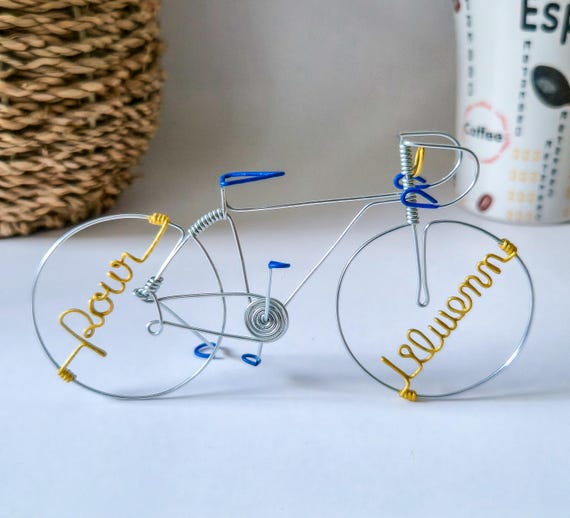 Personalized Gift - Miniature wire racing bike, lovely gift for cyclists, gift with message