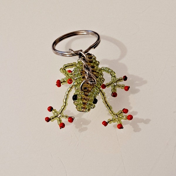 Grenouille miniature en perles de rocaille, déco vitrine, cadeau pour amateurs animaux, porte-clés grenouille, bijou de sac