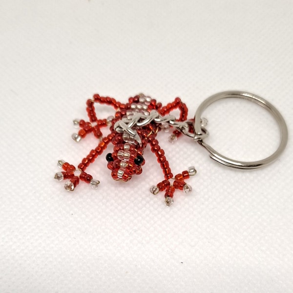 Grenouille miniature en perles de rocaille, déco vitrine, cadeau pour amateurs animaux, porte-clés grenouille, bijou de sac