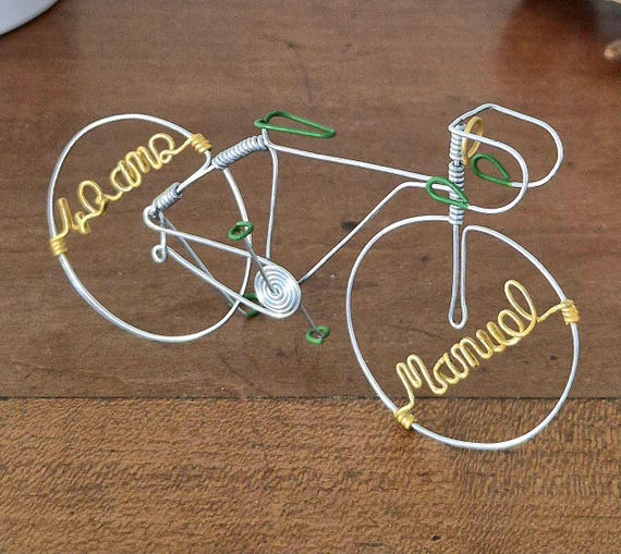 Personalized miniature wire racing bike, nice gift for cyclist, gift with message for birthday, retirement, gift idea