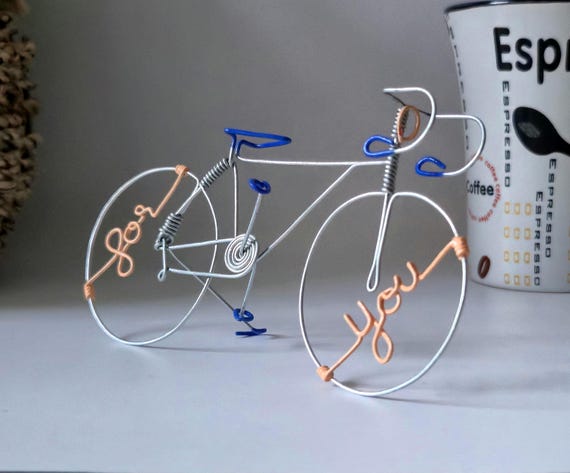 Bike, iron interior decoration, mountain bike, collectible gift, bicycle sculpture, small bicycle to give, Father's Day, handmade bicycle
