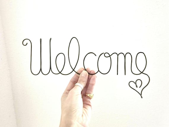 Welcome - hanging wire word, ideal gift for home, housewarming, metal Welcome wall decoration