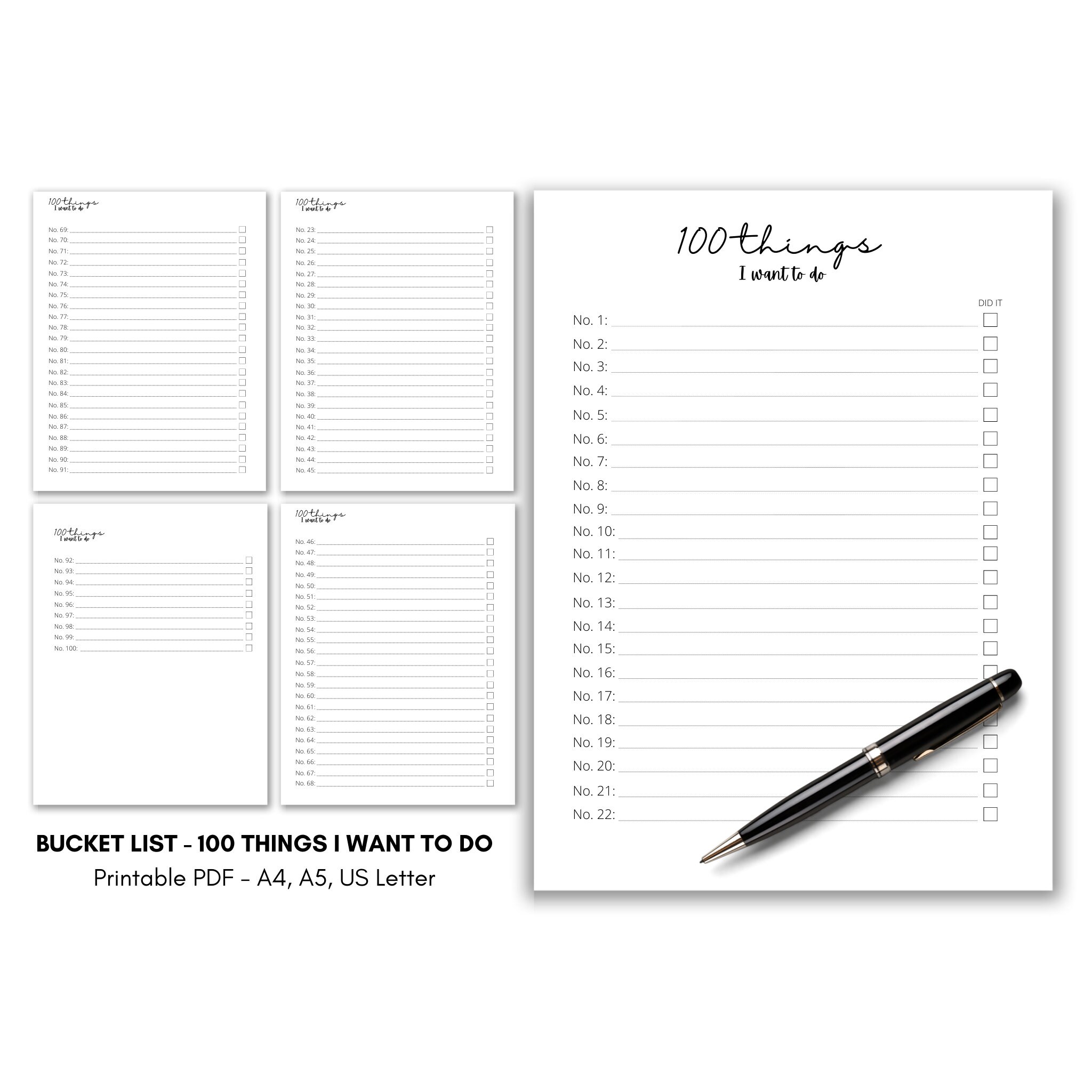 Bucket List Simple Design for a Clear Overview List up to Etsy