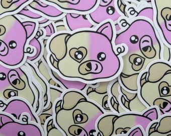 Dog Pig Split Face Sticker – Cute Vegan Animal Rights Decal