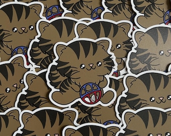 Brown Tabby Cat Sticker – Waterproof Vinyl, Animal Rescue