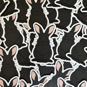 Black Rabbit Vinyl Sticker – 3” Durable Bunny Decal for Water Bottles, Laptops & More