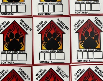 Französischer Haustier-Notfallaufkleber - Französische Feuerwehr Fensteraufkleber