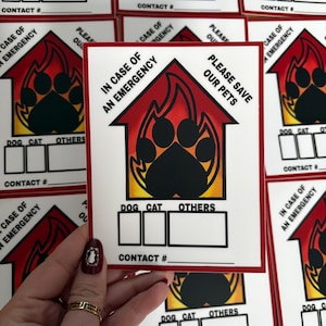 Pegatina de alerta de emergencia para mascotas: calcomanía para ventanas para personal de primera respuesta — Alerta de incendio