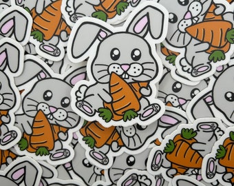 Hoppin' Healthy: Cute Bunny Carrot Sticker Whimsical Veggie Delight for ...