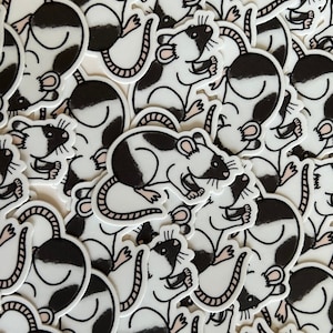 Cute Mouse/ Rat Vinyl Sticker – Black and White Animal Decal – Durable, Waterproof Pet Sticker for Rat Lovers