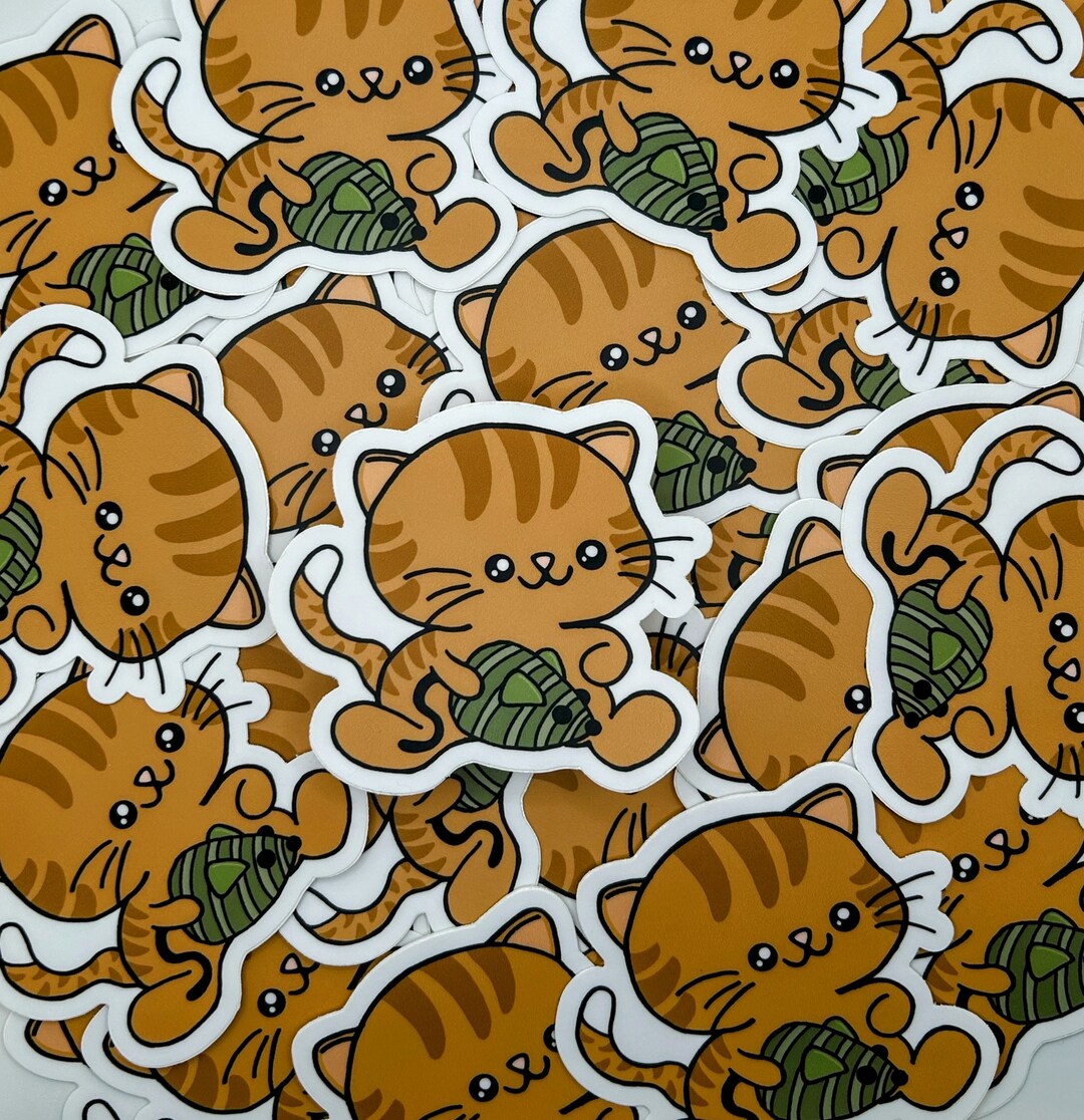 Orange Tabby Cat Vinyl Sticker – Cute Cartoon Kitten Decal - Etsy