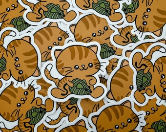 Orange Tabby Cat Vinyl Sticker – Cute Cartoon Kitten Decal