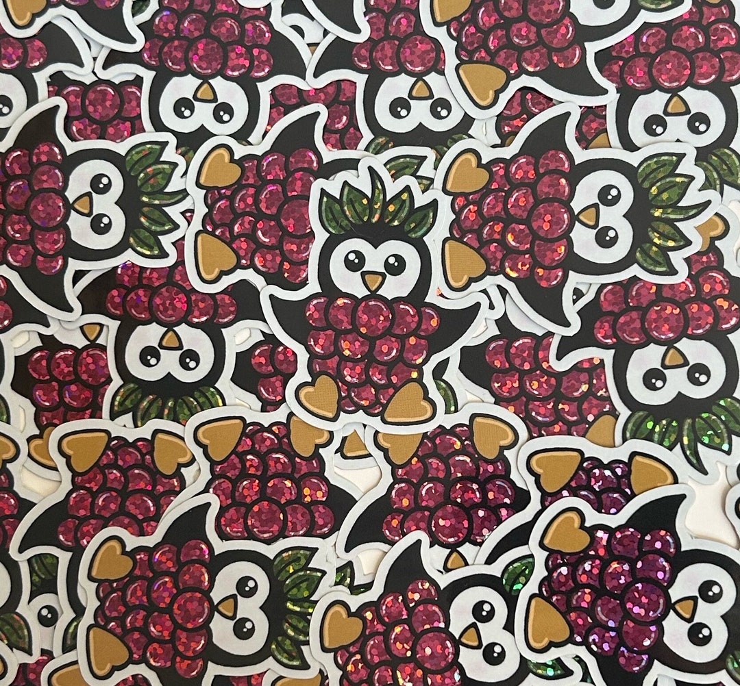 Glitter Raspberry Penguin Sticker – Durable Vinyl Decal - Etsy