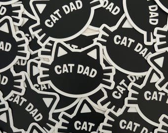 Cat Dad Vinyl Sticker – Weatherproof Laptop Decal, 3”