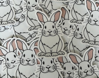 Adesivo de vinil de coelho branco – Adesivo fofo de coelho, presente para amantes de animais