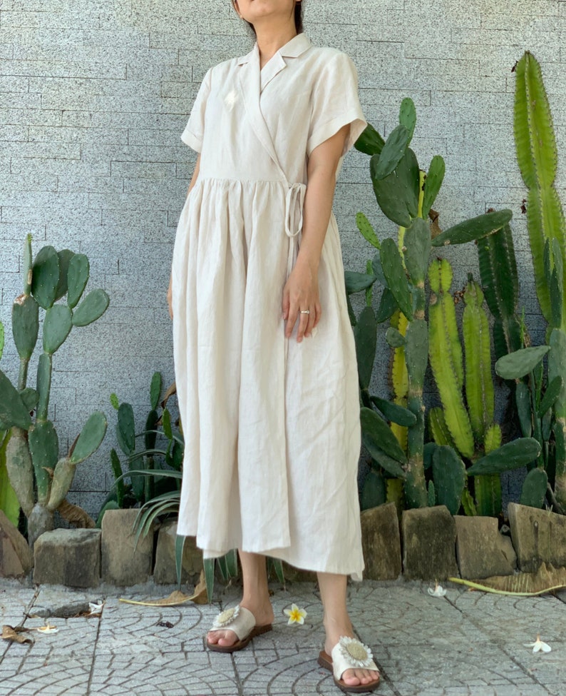Wrap Linen Dress Loose Linen Dress Summer Dress Pure Linen - Etsy