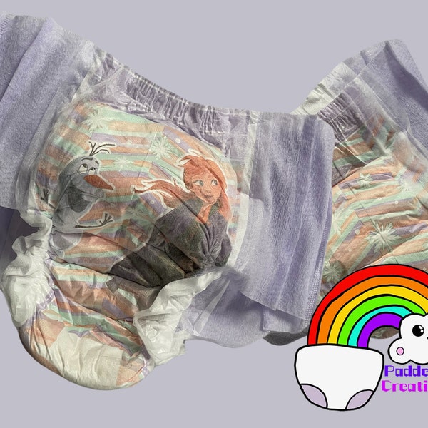 LAST CHANCE PaddedCreations Frozen Girls ABDL Fits Upto 40 Inch Waist Adult Baby Diaper Nappy