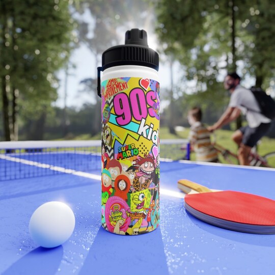 Disover 90's baby!! Stainless Steel Water Bottle, Sports Lid