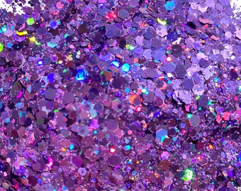 Crown Chakra Purple Holographic Chunky Glitter Mix for resin art, snow globe tumblers, crafts and nails