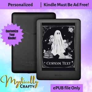 Personalized Bookish Ghost, custom Kindle screen, wallpaper,Spooky Season,   Kindle Lock Screen, EPUB file, bookish, booktok, book lovers