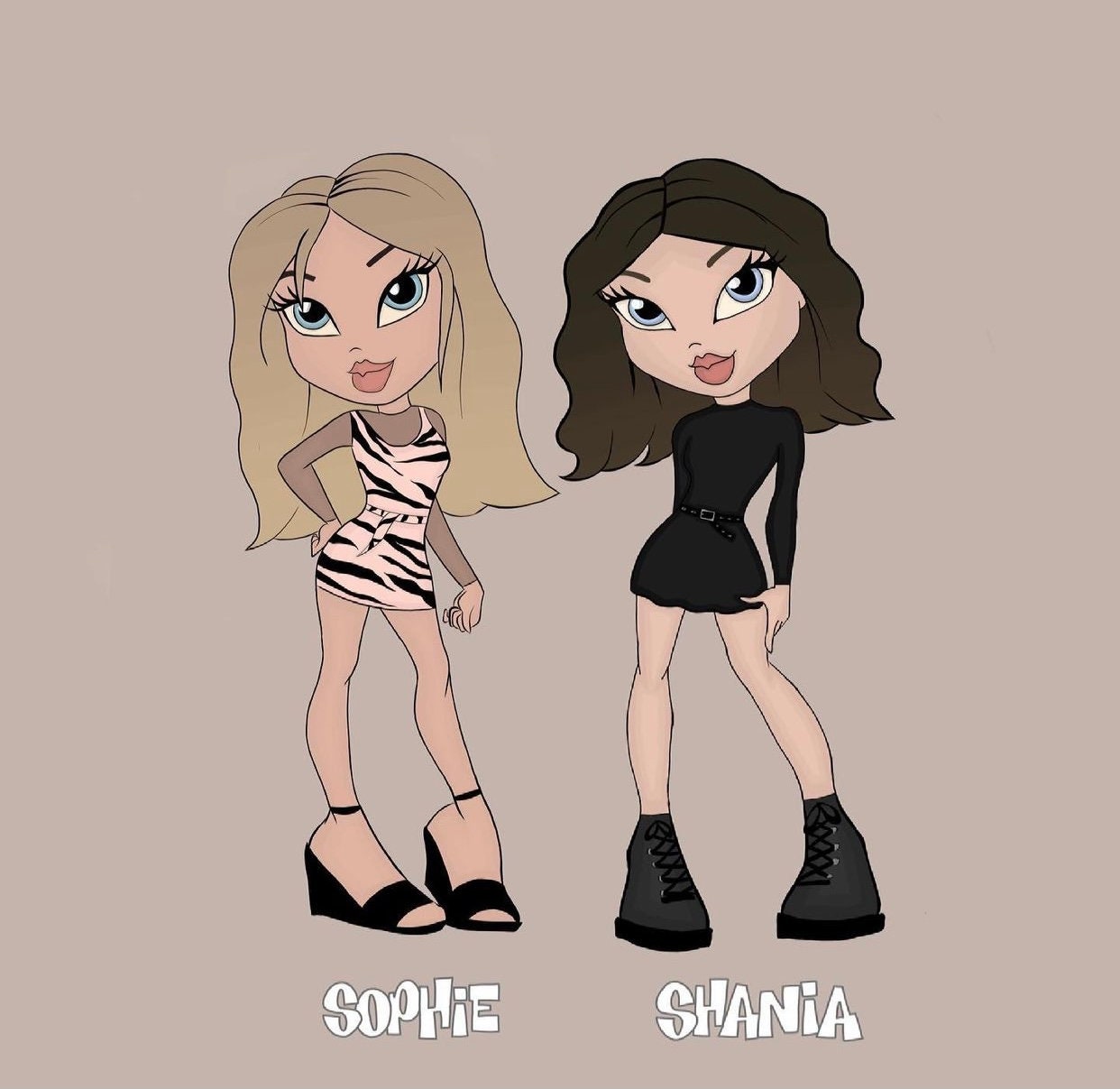 Dibujo personalizado de Bratz Doll Duo Etsy