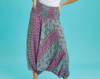 Salwar harembroek dames, Aladdin broek, lentefestival 2024, katoenen zomerbroek, bloemenbroek