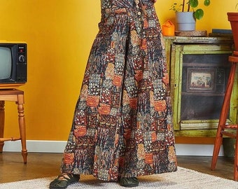 Boho-Hose, lange Maxi-Hose, Retro-Outfit, Palazzo-Hose mit weitem Bein, bequemer Baggy-Pyjama, Boho-Hippie-Geschenk, Yoga-Hose, Vintage-Kleidung