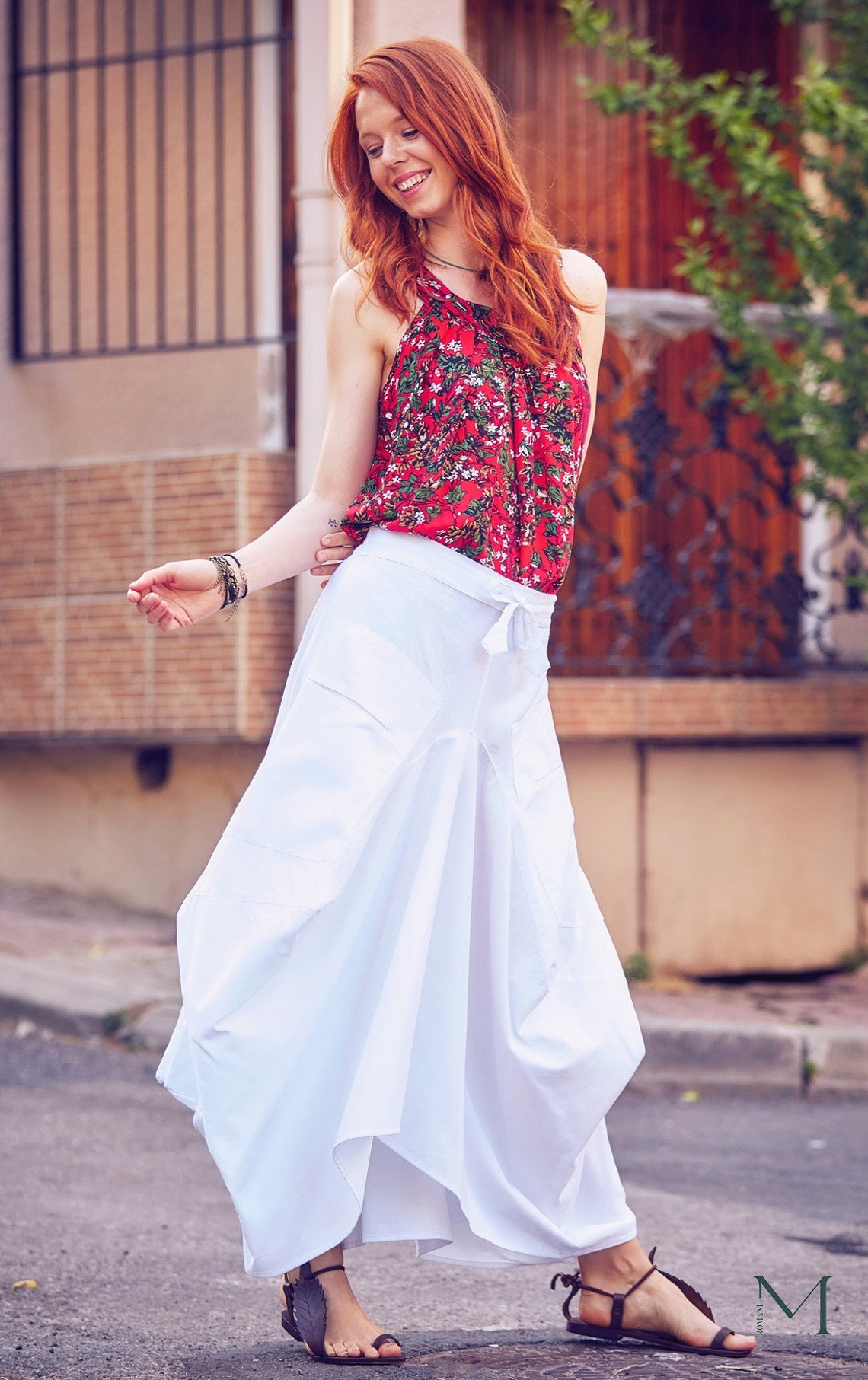 Elegant White Zippered High Waist Silk Cotton Skirts Summer