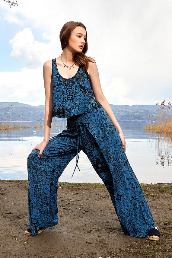 Wrap Summer Pants Wide Leg Flowy 