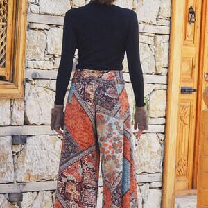 Palazzo Pants Women, Wide Leg, Tie Waist, Cotton, Floral Pattern, Pants With Pockets image 4