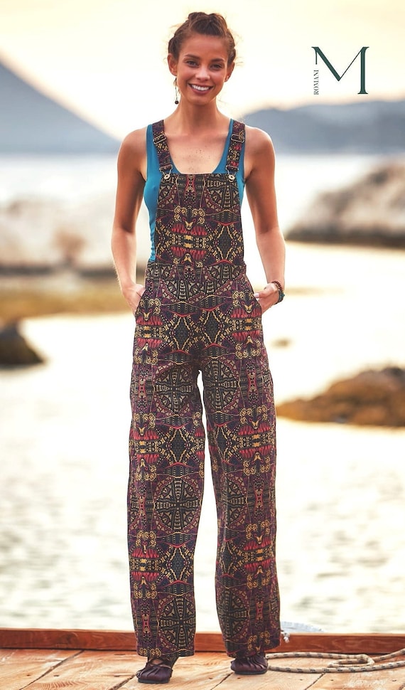 Overalls Women, Wide Leg Jumpsuits, Palazzo Pants, Boho Dungarees, Floral  Trousers, African Clothing 