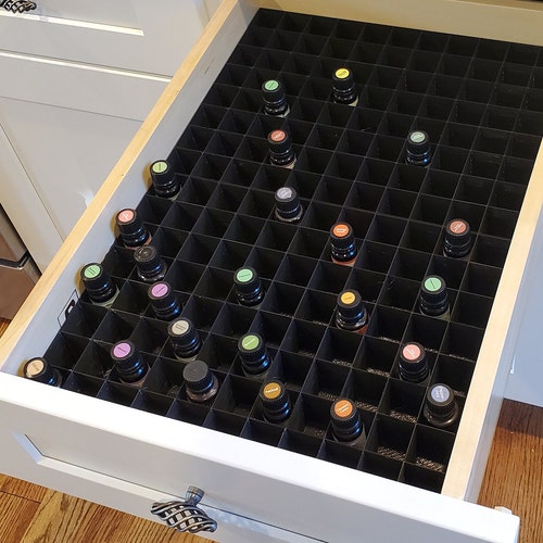 Essential Oil Drawer Organizer | Custom Fit Insert Tray for 5ml 10ml 15ml Bottles | Holds Up to 200 Bottles