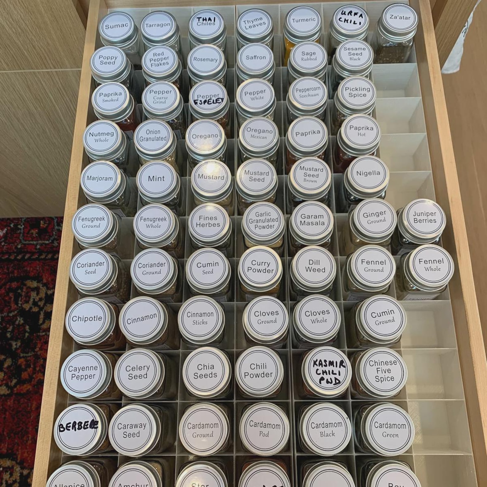Drawer Spice Organizer for Standard Jars