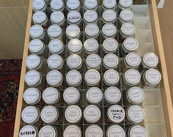 Spice Drawer Organizer Insert for Standard 4oz Jars | Custom Fit for Any Drawer | Holds Up to 90 Jars