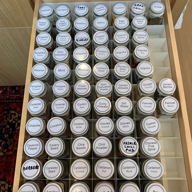 Custom Spice Jar Drawer Organizer (Vertical/Standing Jars) – Mighty Tidy  Organizers