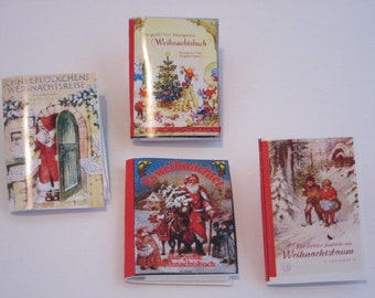 4 livres de Noël / maison de poupée miniature