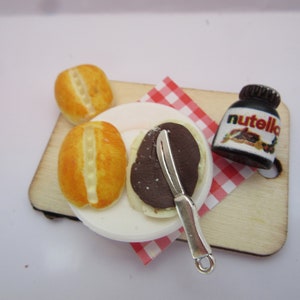 Gedeck mit Nutella Brötchen / Puppenstube Miniatur Fimo Bild 1
