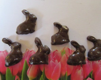 6 mini chocolate Easter bunnies / miniature dollhouse Fimo