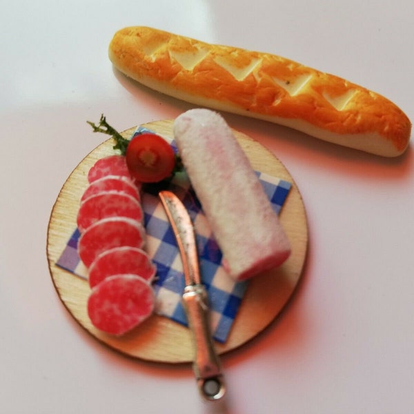 Salami mit Anschitt & Baguette / Metzgerei  aus Fimo Miniatur