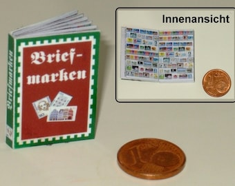 Briefmarken Album mit echten Seiten  -   Miniatur / Puppentube
