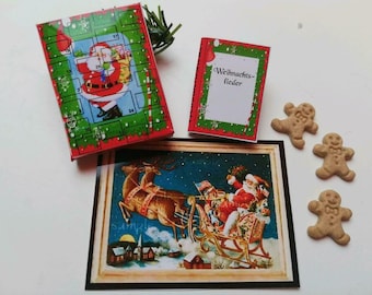 Kleines Weihnachts Set mit Kalender   /  Weihnachten Fimo Miniatur
