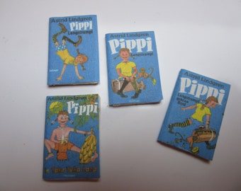 4 mini Bücher Pippi Langstrumpf /  Puppenstube  Miniatur