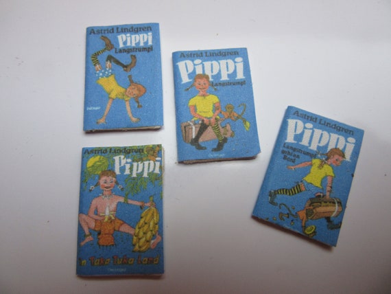 4 mini books Pippi Longstocking / dollhouse miniature