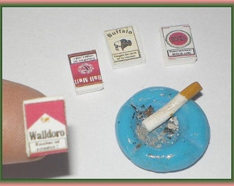 Aschenbecher  mit Zigaretten    / Miniatur Puppensube Fimo