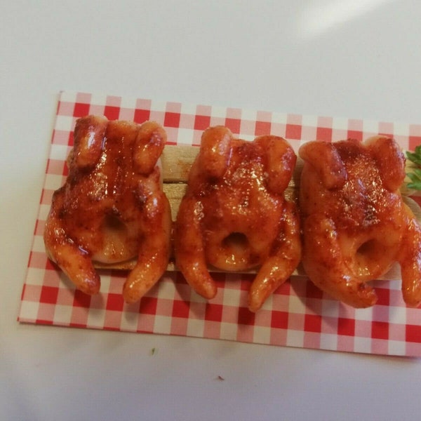 3  Knusprige Grillhähnchen / Miniatur Puppensube Fimo