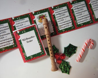 Recueil de chansons de Noël avec flûte / Gnome miniature en argile polymère de Noël