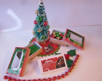 Coffret de Noël avec sapin de Noël / Miniature de Noël en pâte polymère